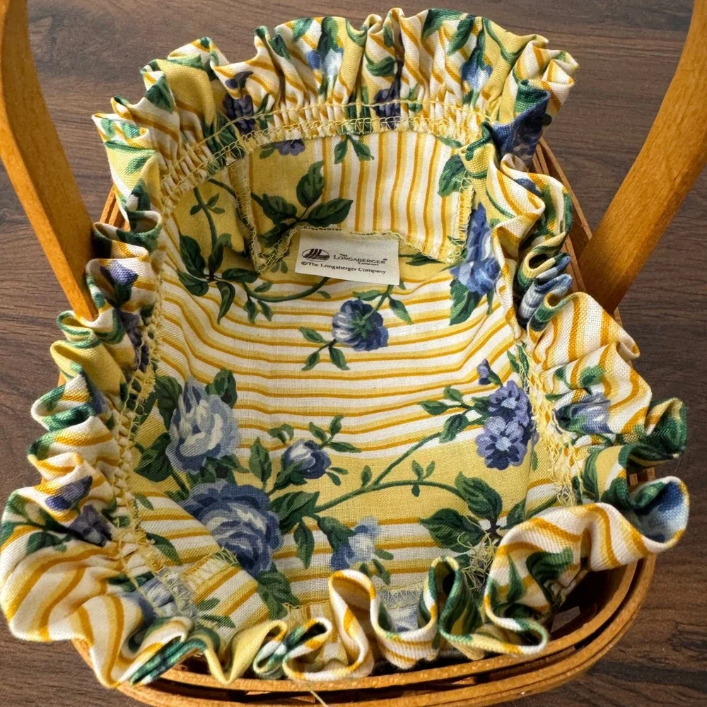 Longaberger 1996 American Cancer Society Basket Floral Liner Handwoven 7x5
